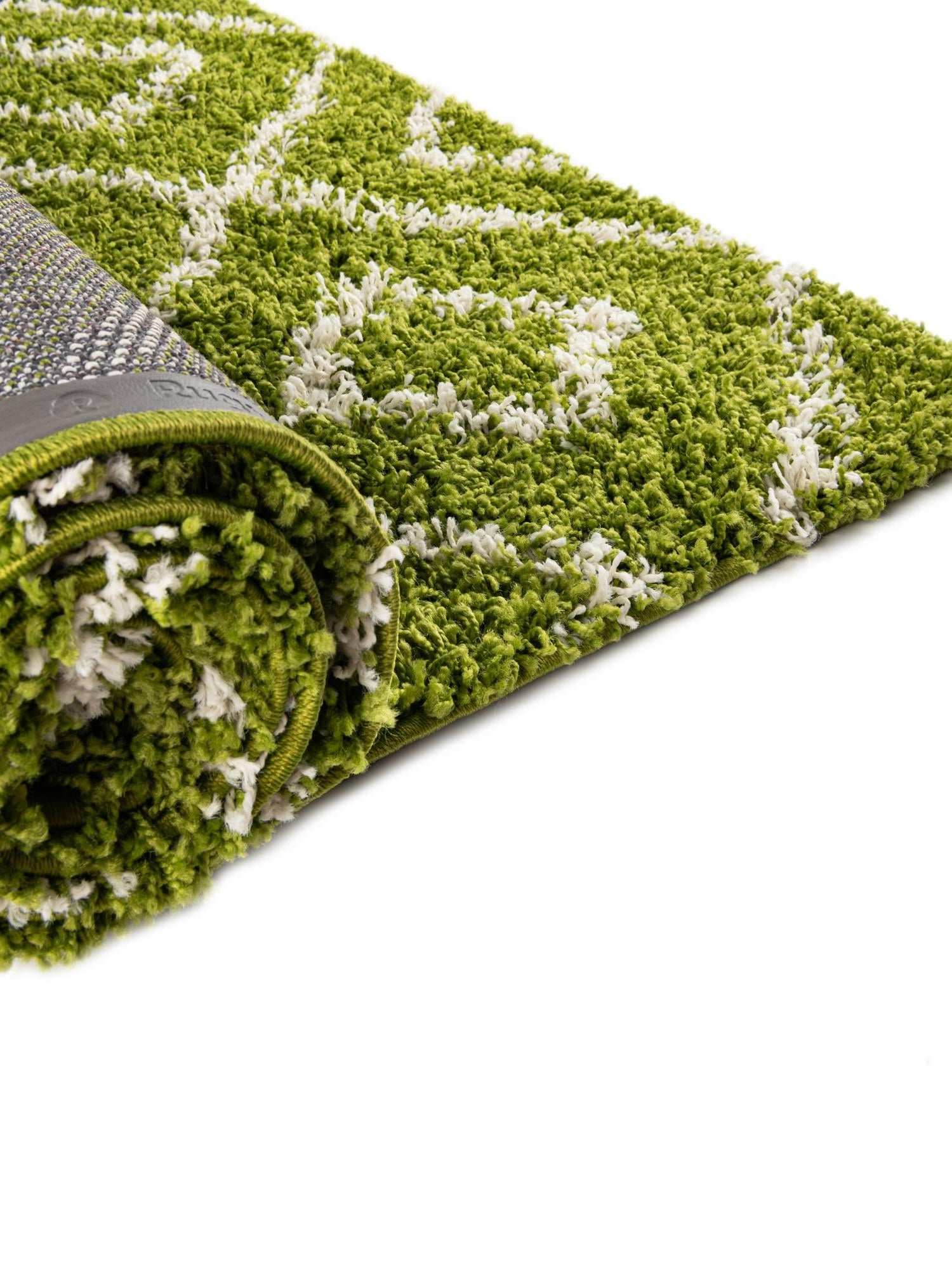 Green 2' 7 x 12' Trellis Shag Runner Area Rug Thick Soft Touch Fluffy & Plush Shaggy Pile Geometric Modern Unique Carpet for Home Interior Design for Sale at Rug Engine