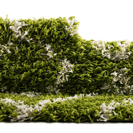 Green 2' 7 x 12' Trellis Shag Runner Area Rug Thick Soft Touch Fluffy & Plush Shaggy Pile Geometric Modern Unique Carpet for Home Interior Design for Sale at Rug Engine