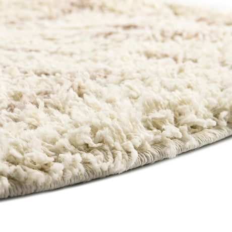 Beige 7' 10 x 10' Trellis Shag Oval Area Rug Thick Soft Touch Fluffy & Plush Shaggy Pile Geometric Modern Unique Carpet for Home Interior Design for Sale at Rug Engine