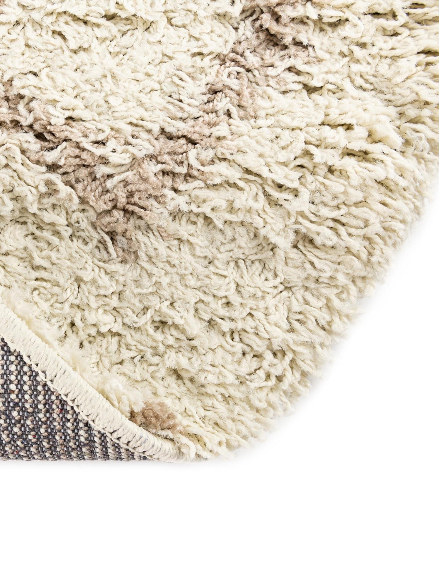 Beige 4' x 6' Trellis Shag Oval Area Rug Thick Soft Touch Fluffy & Plush Shaggy Pile Geometric Modern Unique Carpet for Home Interior Design for Sale at Rug Engine