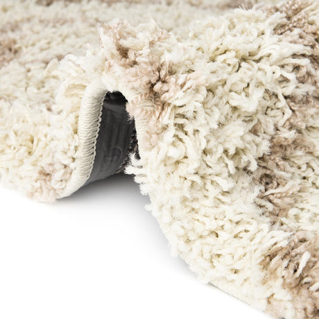 Beige 7' 10 x 10' Trellis Shag Oval Area Rug Thick Soft Touch Fluffy & Plush Shaggy Pile Geometric Modern Unique Carpet for Home Interior Design for Sale at Rug Engine