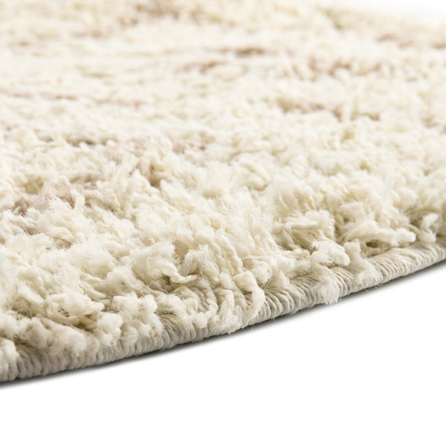 Beige 5' 3 x 5' 3 Trellis Shag Round Area Rug Thick Soft Touch Fluffy & Plush Shaggy Pile