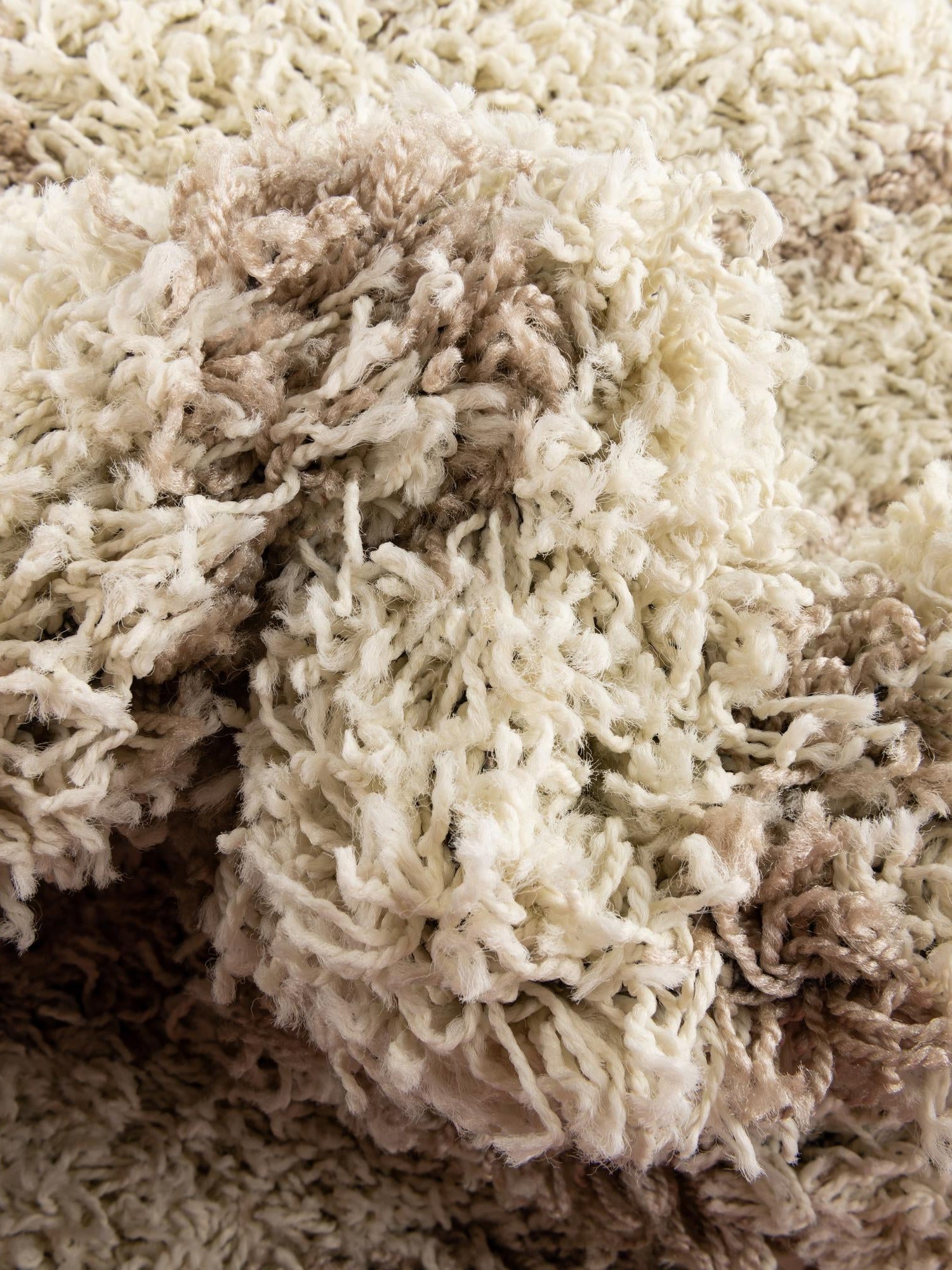 Beige 6' x 6' Trellis Shag Round Area Rug Thick Soft Touch Fluffy & Plush Shaggy Pile Geometric Modern Unique Carpet for Home Interior Design for Sale at Rug Engine