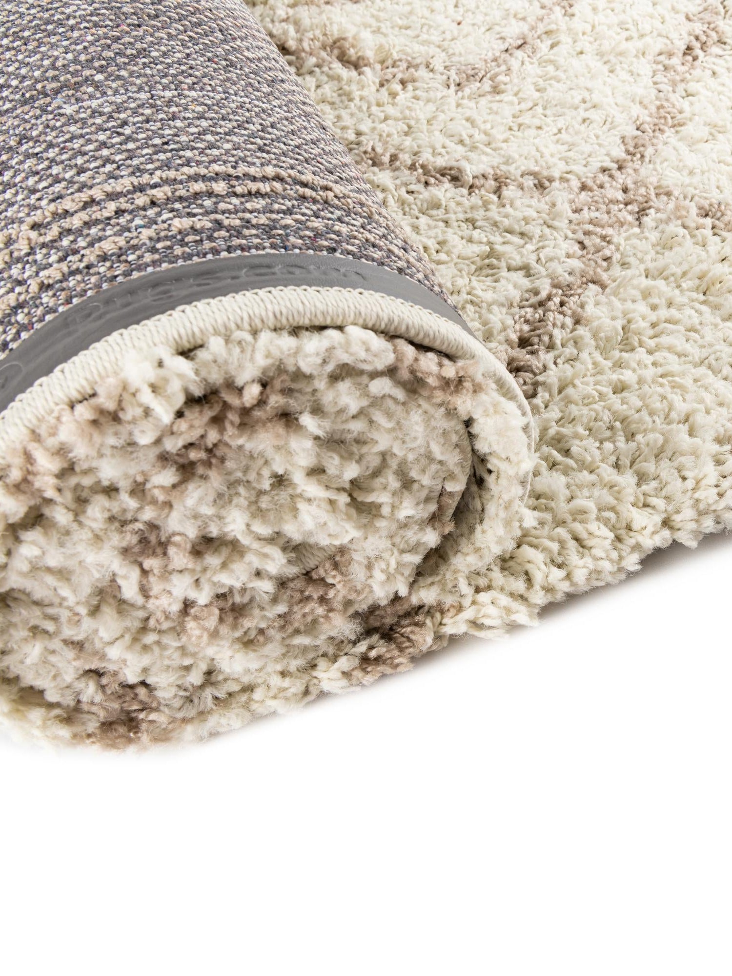 Beige 6' x 6' Trellis Shag Round Area Rug Thick Soft Touch Fluffy & Plush Shaggy Pile Geometric Modern Unique Carpet for Home Interior Design for Sale at Rug Engine