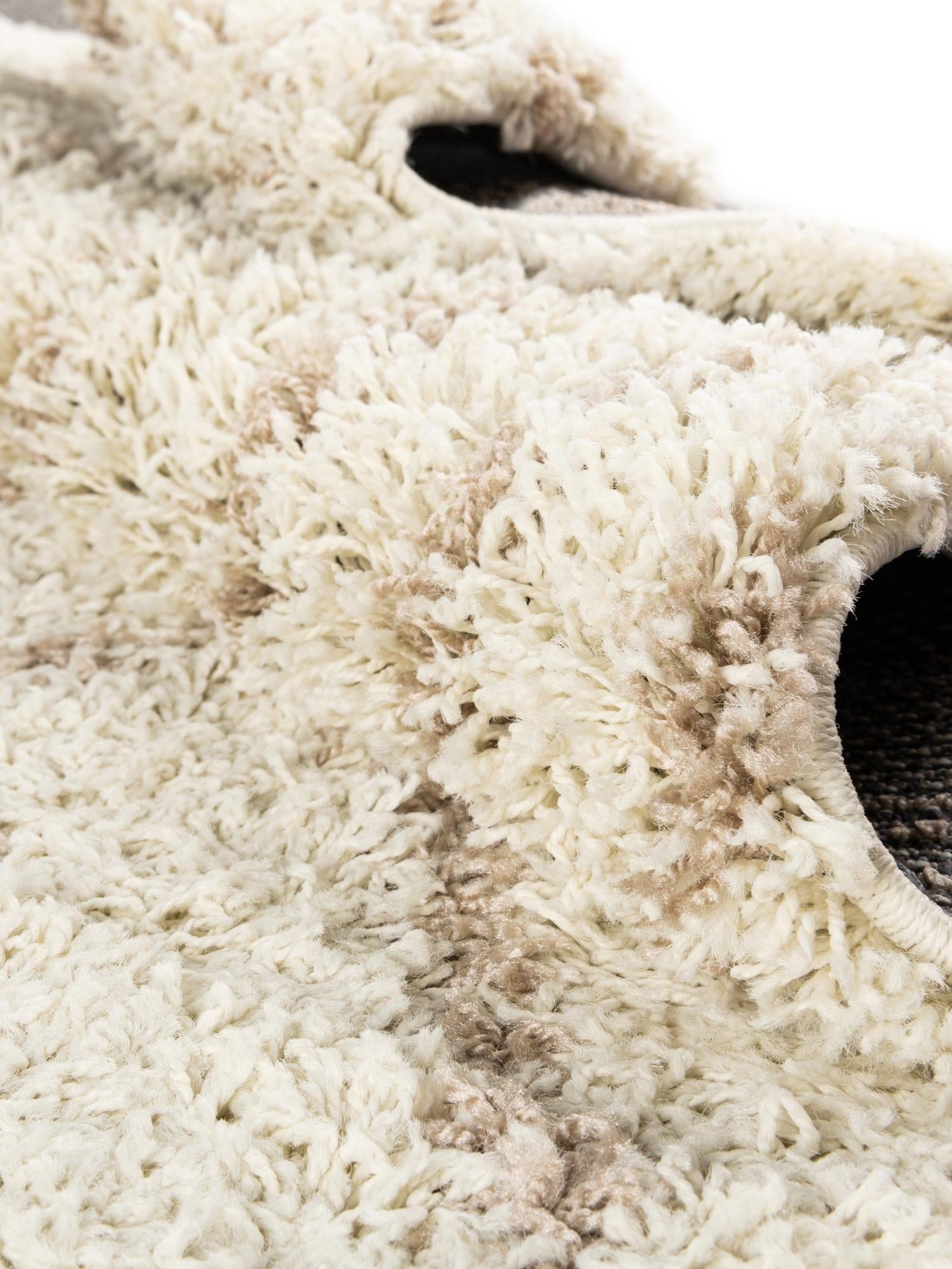 Beige 6' x 6' Trellis Shag Round Area Rug Thick Soft Touch Fluffy & Plush Shaggy Pile Geometric Modern Unique Carpet for Home Interior Design for Sale at Rug Engine