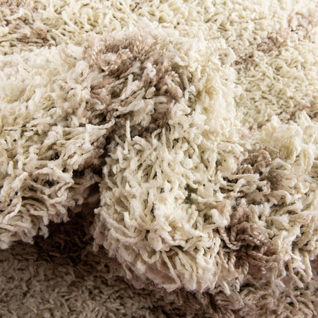 Beige 3' x 12' Trellis Shag Runner Area Rug Thick Soft Touch Fluffy & Plush Shaggy Pile Geometric Modern Unique Carpet for Home Interior Design for Sale at Rug Engine