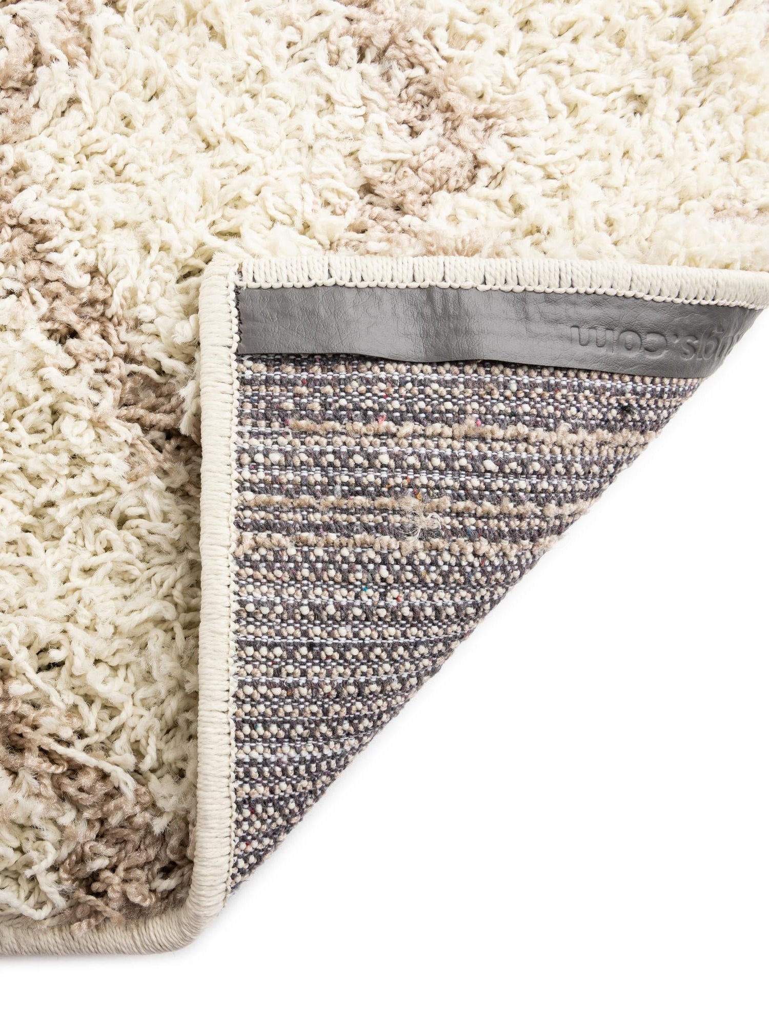 Beige 2' 7 x 10' Trellis Shag Runner Area Rug Thick Soft Touch Fluffy & Plush Shaggy Pile Geometric Modern Unique Carpet for Home Interior Design for Sale at Rug Engine