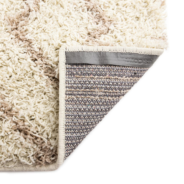 Beige 2' 7 x 10' Trellis Shag Runner Area Rug Thick Soft Touch Fluffy & Plush Shaggy Pile