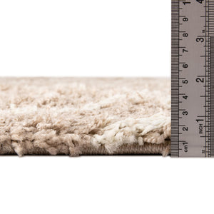 Light Brown 5' 3 x 5' 3 Trellis Shag Round Area Rug Thick Soft Touch Fluffy & Plush Shaggy Pile