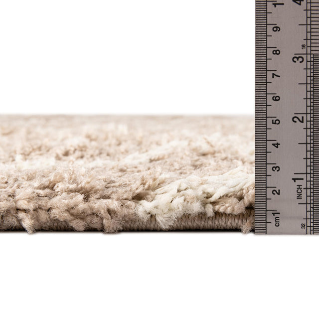 Light Brown 5' 3 x 5' 3 Trellis Shag Round Area Rug Thick Soft Touch Fluffy & Plush Shaggy Pile