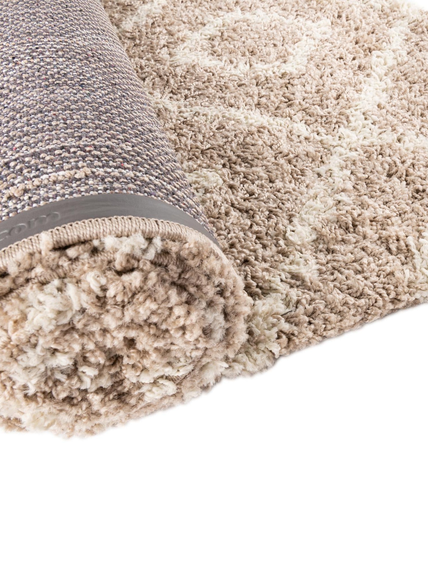 Light Brown 3' 3 x 3' 3 Trellis Shag Square Area Rug Thick Soft Touch Fluffy & Plush Shaggy Pile Geometric Modern Unique Carpet for Home Interior Design for Sale at Rug Engine