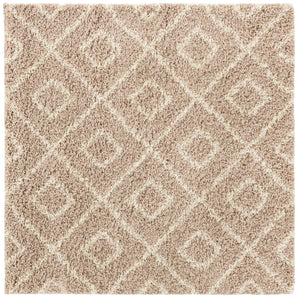 Light Brown 5' 3 x 5' 3 Trellis Shag Square Area Rug Thick Soft Touch Fluffy & Plush Shaggy Pile