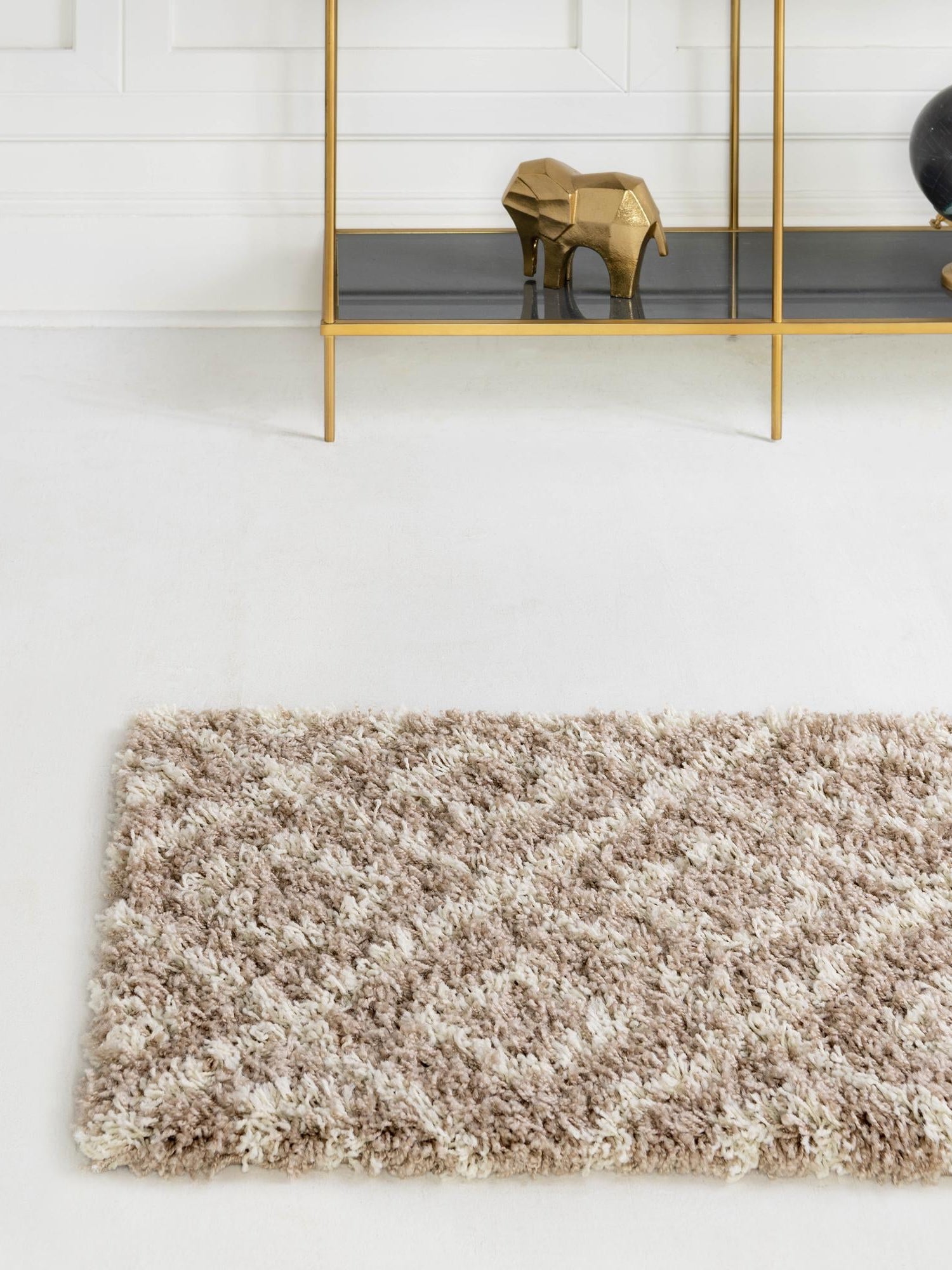 Light Brown 2' x 6' Trellis Shag Runner Area Rug Thick Soft Touch Fluffy & Plush Shaggy Pile Geometric Modern Unique Carpet for Home Interior Design for Sale at Rug Engine