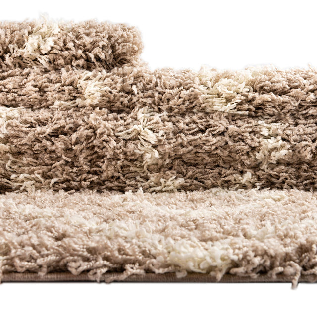 Light Brown 2' x 8' Trellis Shag Runner Area Rug Thick Soft Touch Fluffy & Plush Shaggy Pile