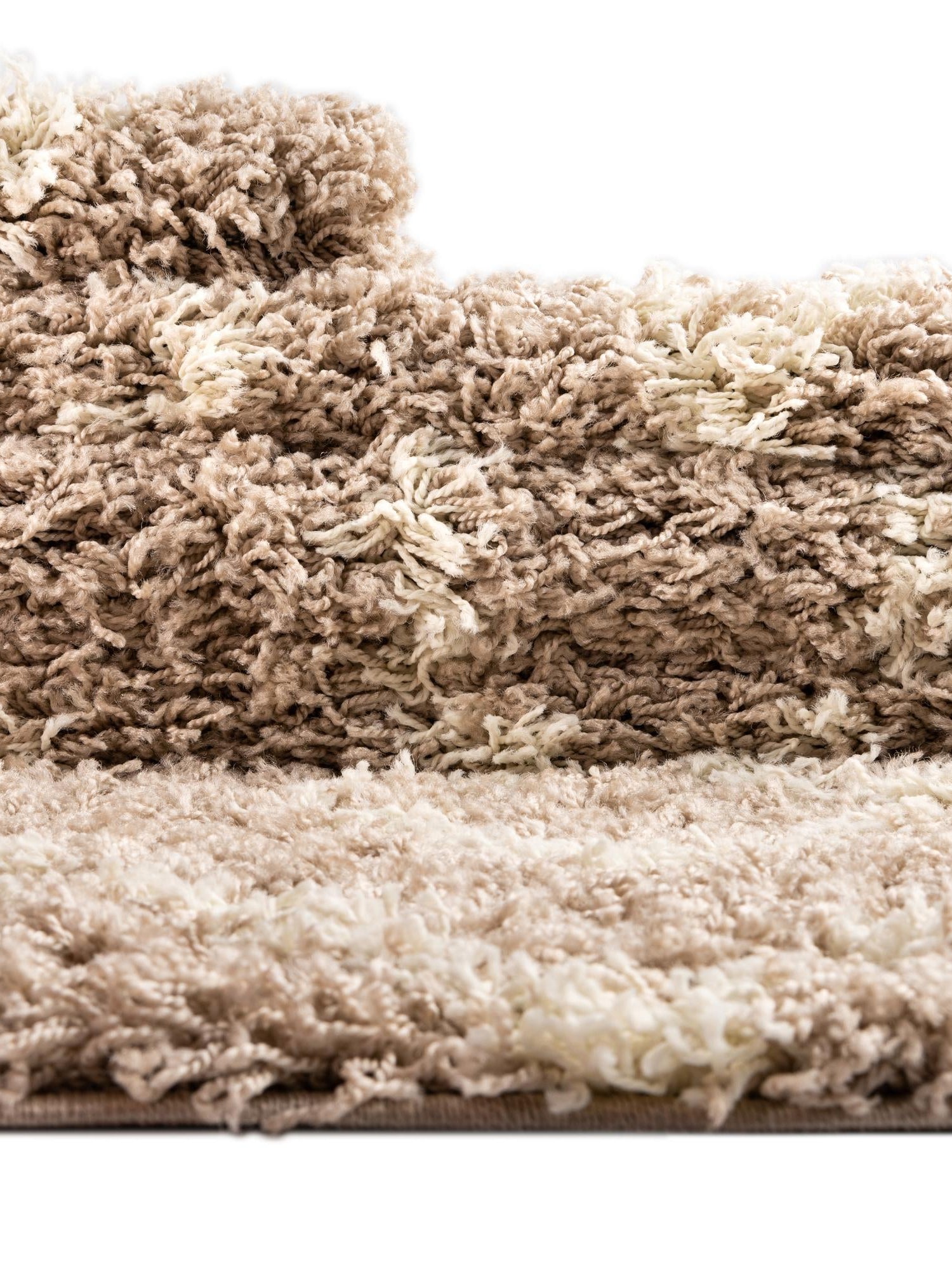 Light Brown 2' 7 x 10' Trellis Shag Runner Area Rug Thick Soft Touch Fluffy & Plush Shaggy Pile Geometric Modern Unique Carpet for Home Interior Design for Sale at Rug Engine