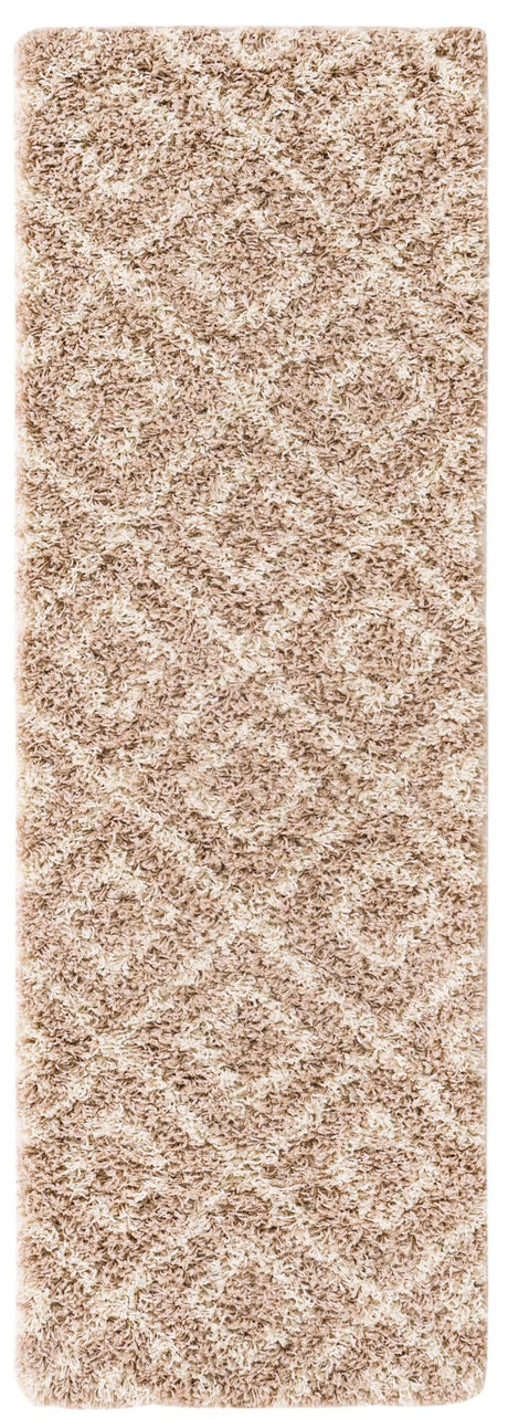 Light Brown 2' x 6' Trellis Shag Runner Area Rug Thick Soft Touch Fluffy & Plush Shaggy Pile Geometric Modern Unique Carpet for Home Interior Design for Sale at Rug Engine