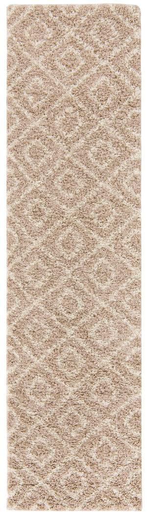 Light Brown 2' 7 x 10' Trellis Shag Runner Area Rug Thick Soft Touch Fluffy & Plush Shaggy Pile