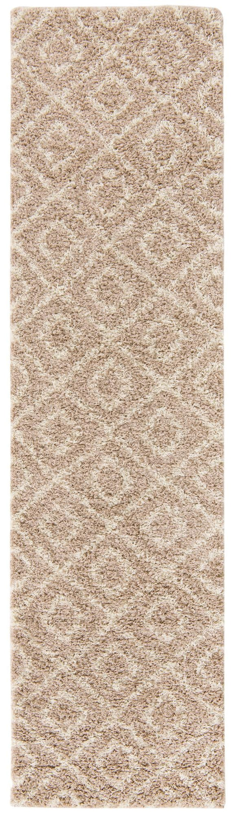 Light Brown 2' 7 x 10' Trellis Shag Runner Area Rug Thick Soft Touch Fluffy & Plush Shaggy Pile Geometric Modern Unique Carpet for Home Interior Design for Sale at Rug Engine