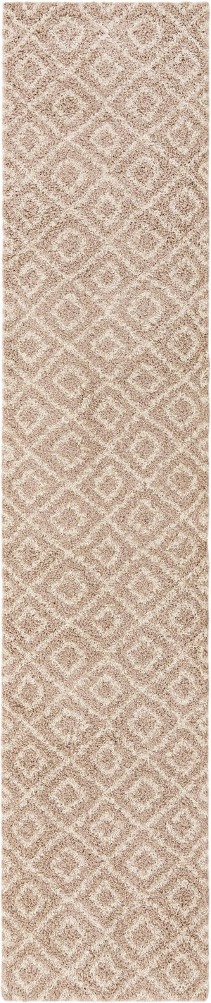 Light Brown 3' 3 x 16' 5 Trellis Shag Runner Area Rug Thick Soft Touch Fluffy & Plush Shaggy Pile