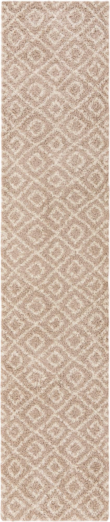 Light Brown 3' 3 x 16' 5 Trellis Shag Runner Area Rug Thick Soft Touch Fluffy & Plush Shaggy Pile