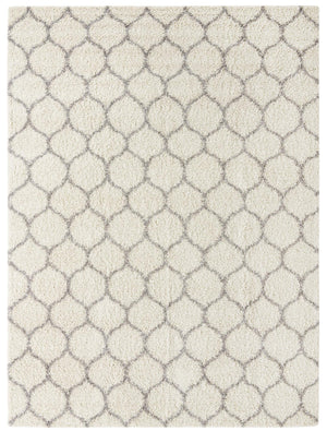 Ivory 10' 8 x 14' Trellis Shag Rectangle Area Rug Thick Soft Touch Fluffy & Plush Shaggy Pile