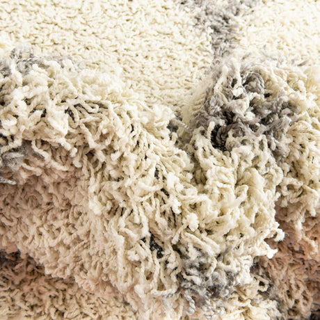 Ivory 2' x 3' Trellis Shag Rectangle Area Rug Thick Soft Touch Fluffy & Plush Shaggy Pile Geometric Modern Unique Carpet for Home Interior Design for Sale at Rug Engine