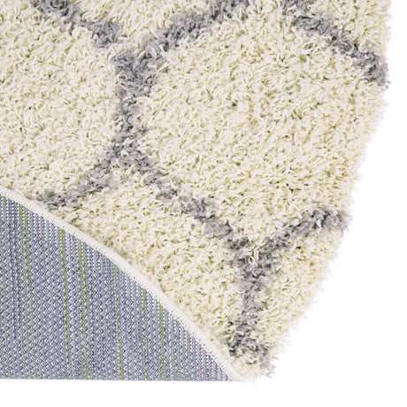Ivory 7' 10 x 10' Trellis Shag Oval Area Rug Thick Soft Touch Fluffy & Plush Shaggy Pile Geometric Modern Unique Carpet for Home Interior Design for Sale at Rug Engine