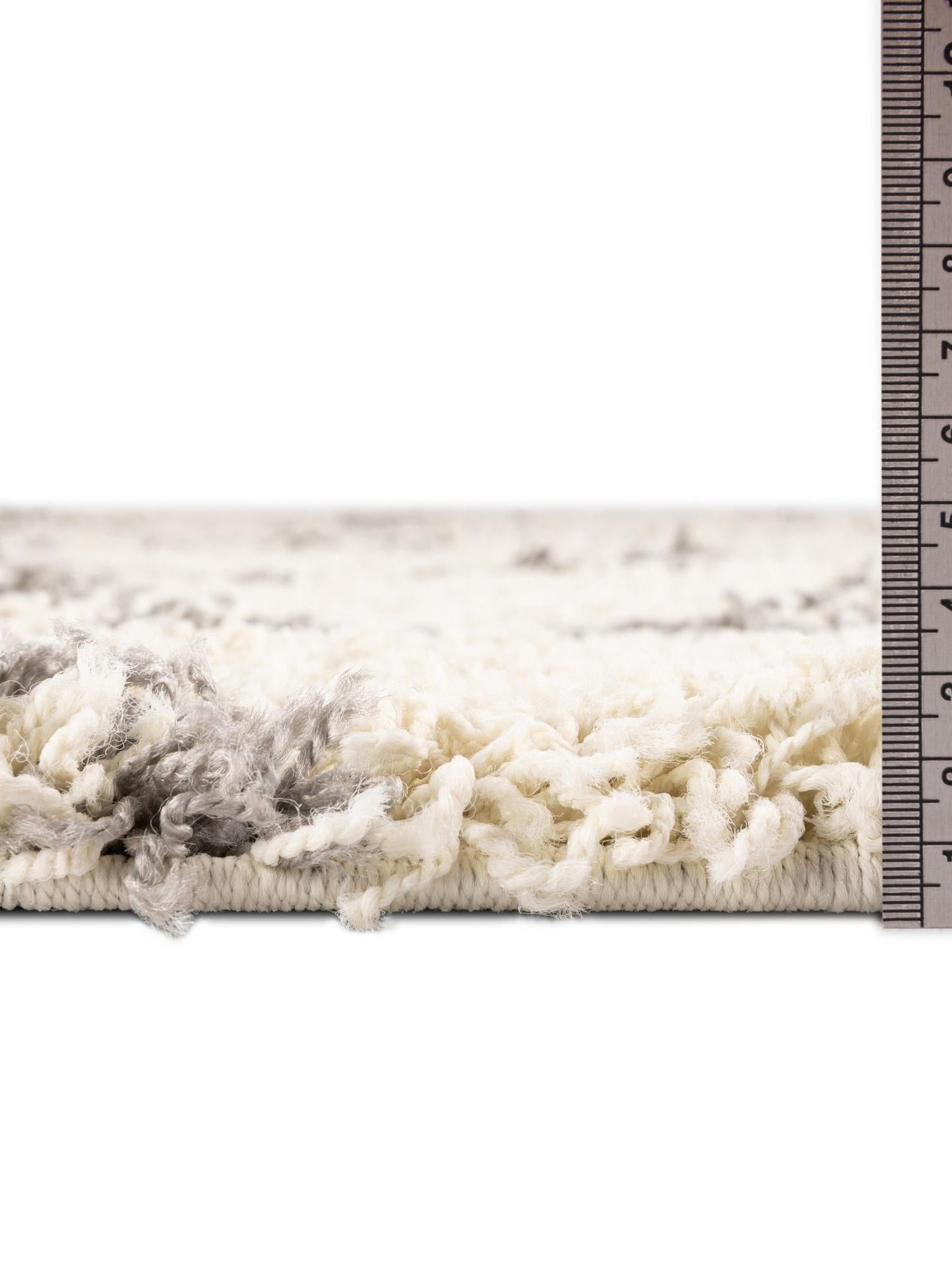 Ivory 6' x 6' Trellis Shag Round Area Rug Thick Soft Touch Fluffy & Plush Shaggy Pile