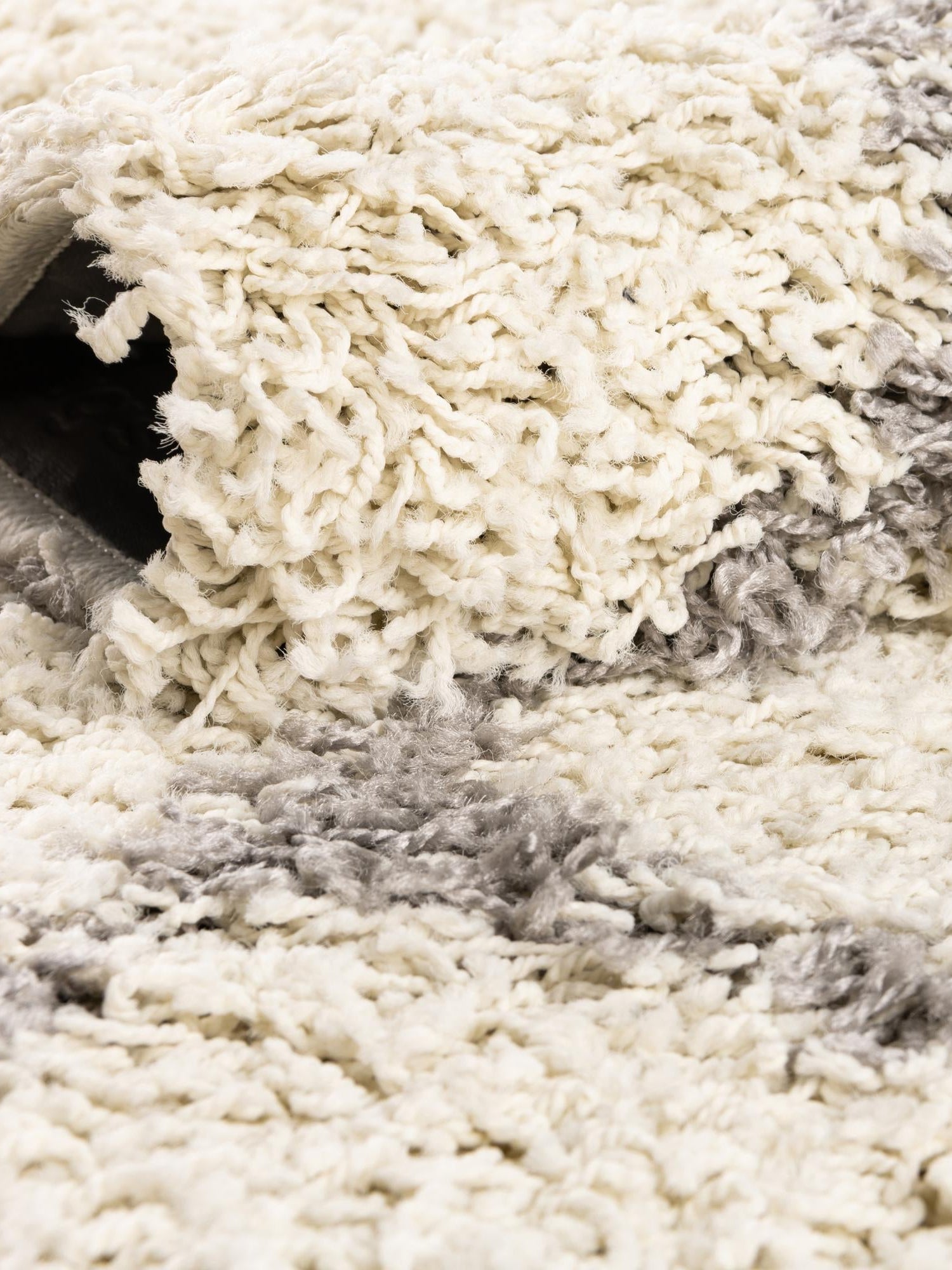 Ivory 6' x 6' Trellis Shag Round Area Rug Thick Soft Touch Fluffy & Plush Shaggy Pile