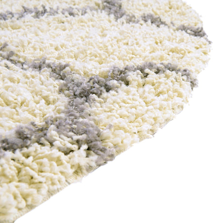 Ivory 6' x 6' Trellis Shag Round Area Rug Thick Soft Touch Fluffy & Plush Shaggy Pile