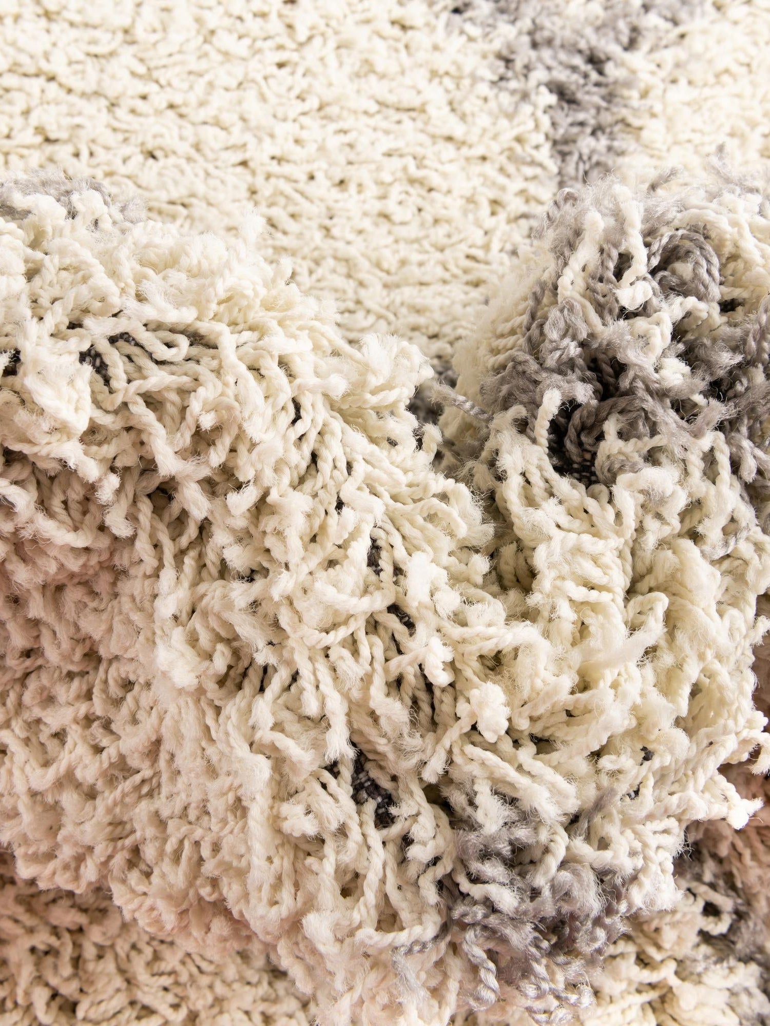 Ivory 6' x 6' Trellis Shag Round Area Rug Thick Soft Touch Fluffy & Plush Shaggy Pile