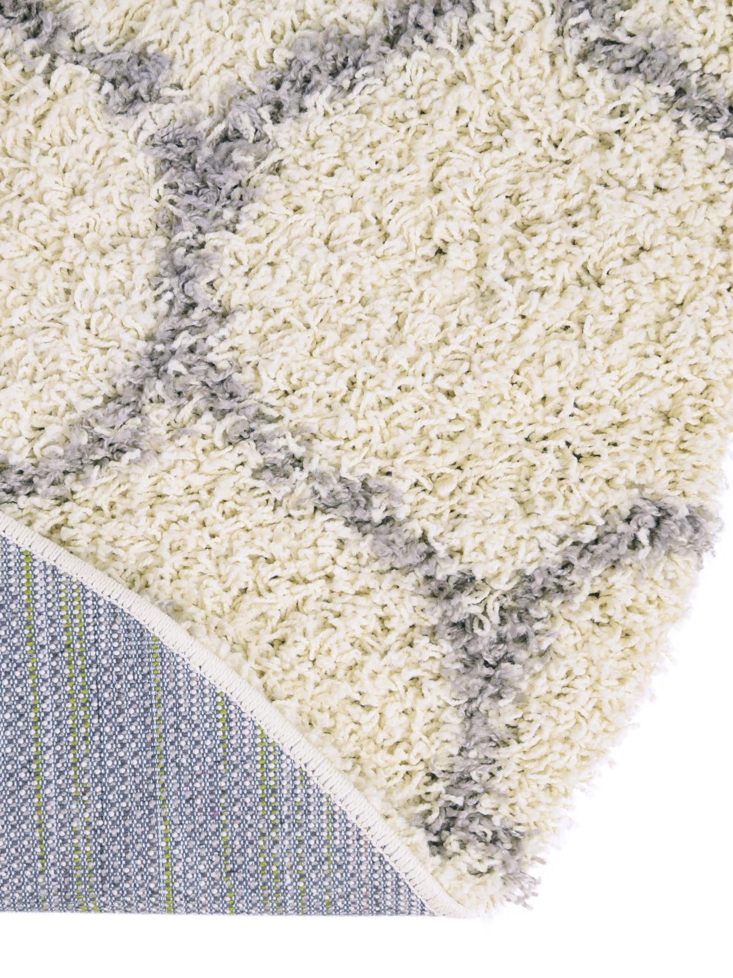 Ivory 6' x 6' Trellis Shag Round Area Rug Thick Soft Touch Fluffy & Plush Shaggy Pile