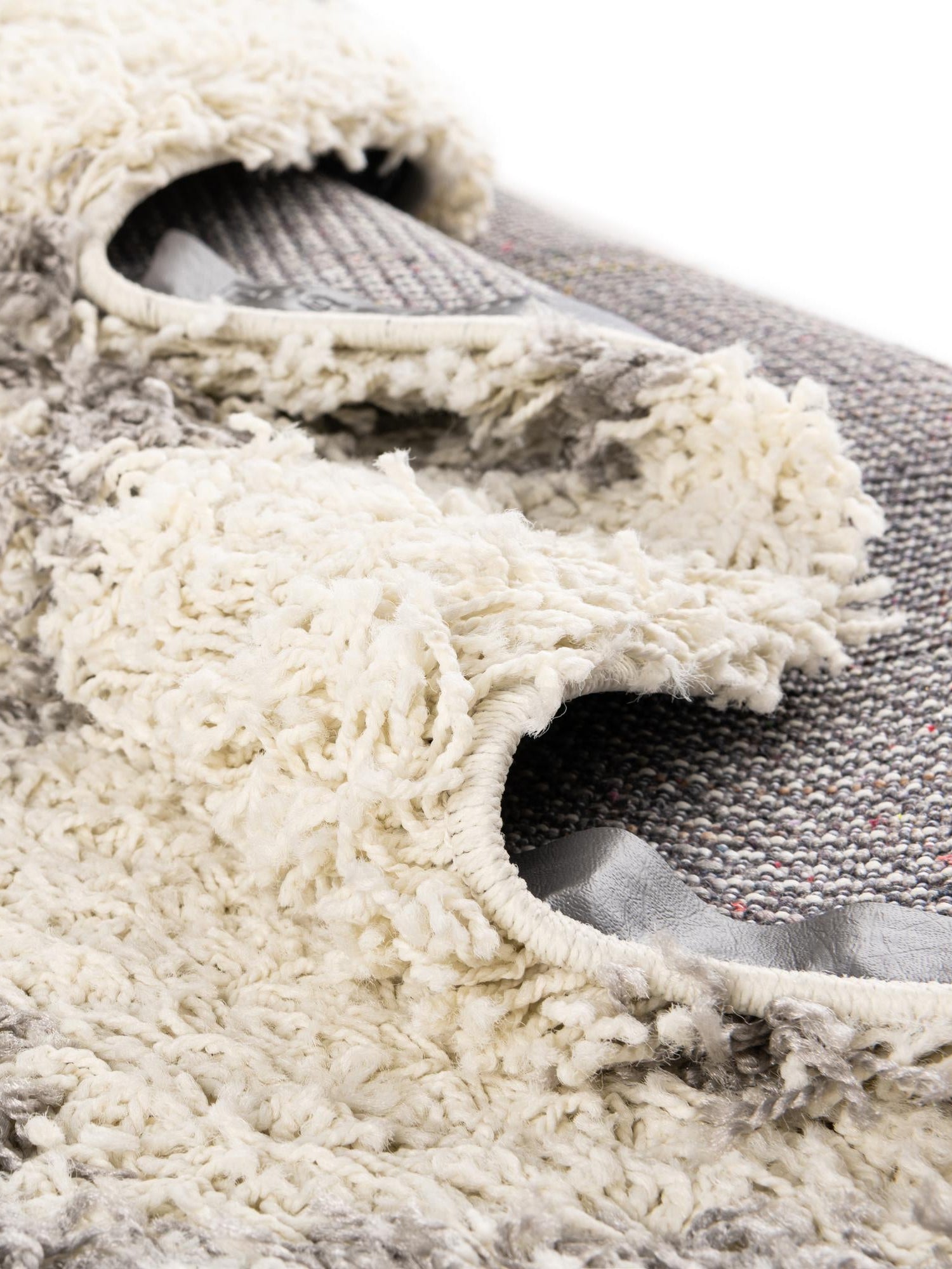 Ivory 6' x 6' Trellis Shag Round Area Rug Thick Soft Touch Fluffy & Plush Shaggy Pile