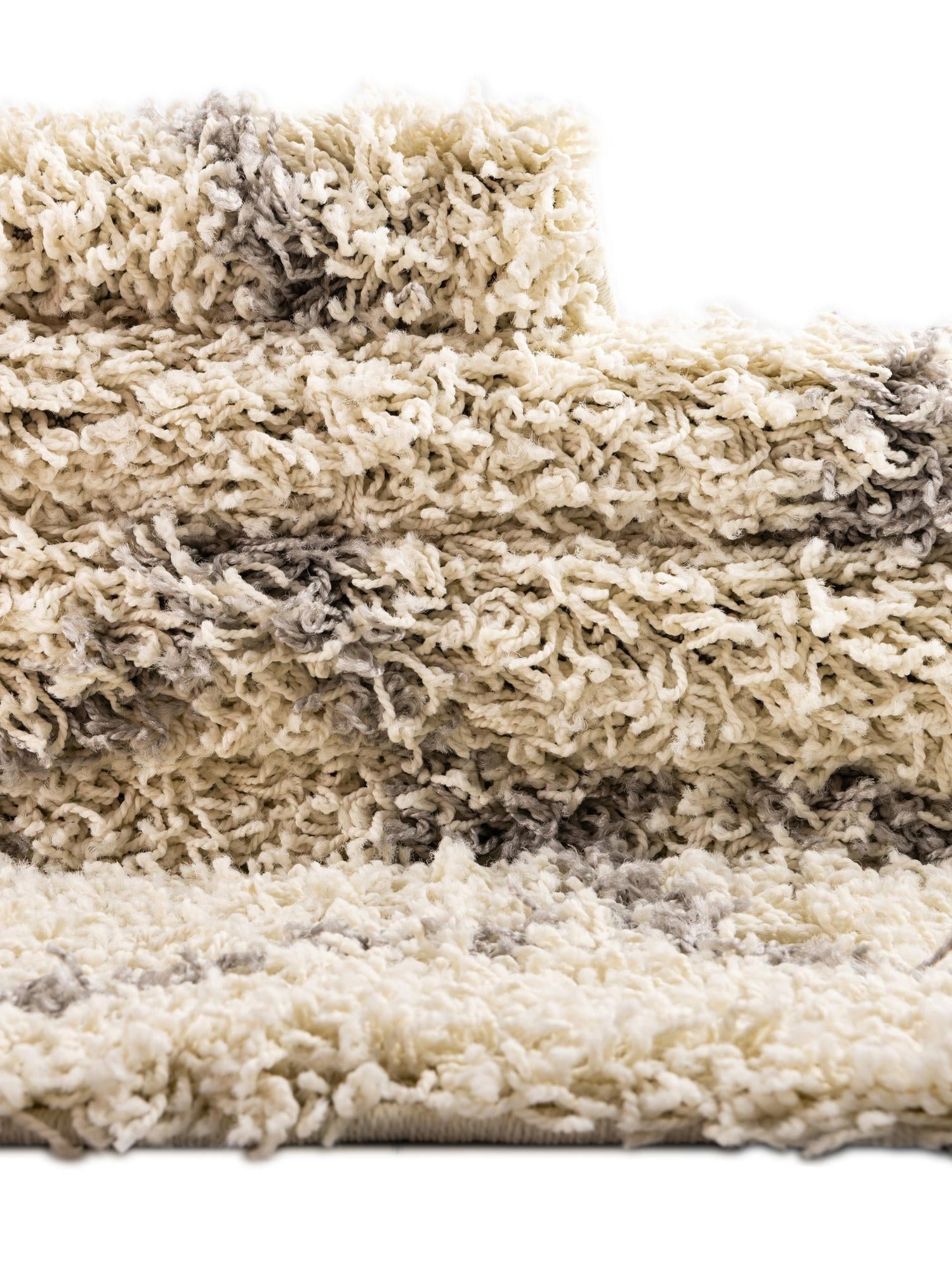 Ivory 6' x 6' Trellis Shag Round Area Rug Thick Soft Touch Fluffy & Plush Shaggy Pile