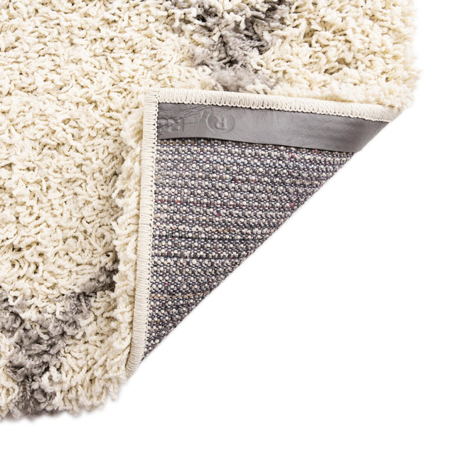 Ivory 4' x 4' Trellis Shag Square Area Rug Thick Soft Touch Fluffy & Plush Shaggy Pile