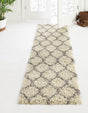 Ivory 2' 7 x 12' Trellis Shag Runner Area Rug Thick Soft Touch Fluffy & Plush Shaggy Pile