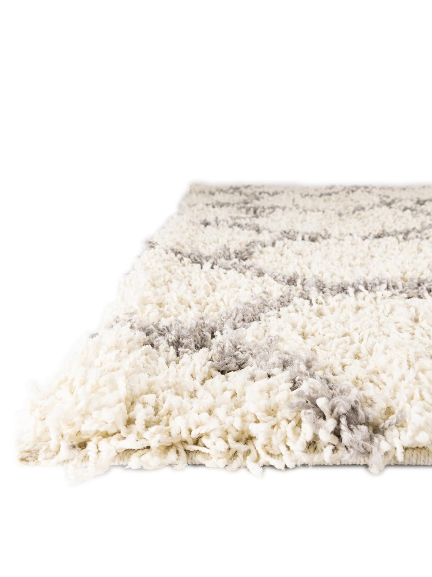 Ivory 2' x 6' Trellis Shag Runner Area Rug Thick Soft Touch Fluffy & Plush Shaggy Pile Geometric Modern Unique Carpet for Home Interior Design for Sale at Rug Engine