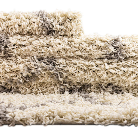 Ivory 2' x 7' Trellis Shag Runner Area Rug Thick Soft Touch Fluffy & Plush Shaggy Pile Geometric Modern Unique Carpet for Home Interior Design for Sale at Rug Engine