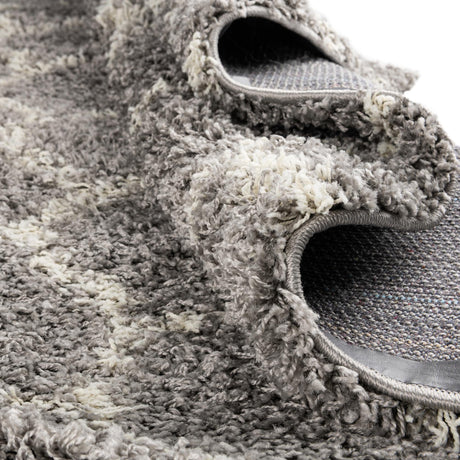 Gray 5' 3 x 8' Trellis Shag Rectangle Area Rug Thick Soft Touch Fluffy & Plush Shaggy Pile