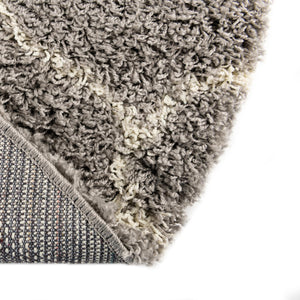 Gray 3' 3 x 3' 3 Trellis Shag Round Area Rug Thick Soft Touch Fluffy & Plush Shaggy Pile