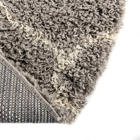 Gray 5' 3 x 5' 3 Trellis Shag Round Area Rug Thick Soft Touch Fluffy & Plush Shaggy Pile Geometric Modern Unique Carpet for Home Interior Design for Sale at Rug Engine