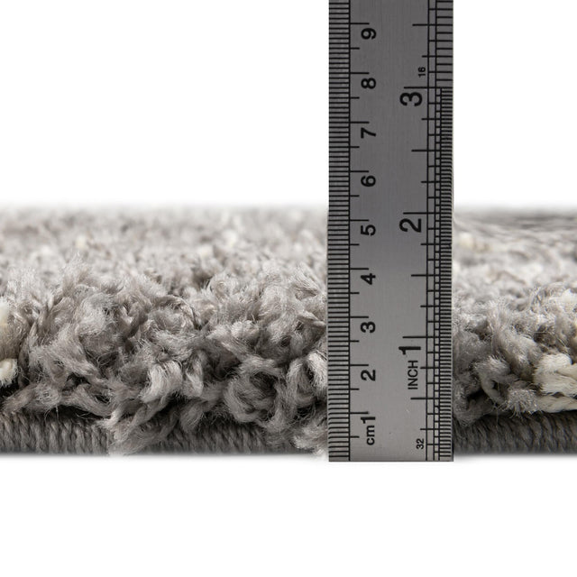Gray 4' x 4' Trellis Shag Square Area Rug Thick Soft Touch Fluffy & Plush Shaggy Pile