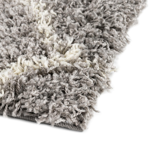Gray 4' x 4' Trellis Shag Square Area Rug Thick Soft Touch Fluffy & Plush Shaggy Pile