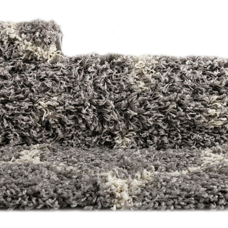 Gray 2' 7 x 12' Trellis Shag Runner Area Rug Thick Soft Touch Fluffy & Plush Shaggy Pile Geometric Modern Unique Carpet for Home Interior Design for Sale at Rug Engine