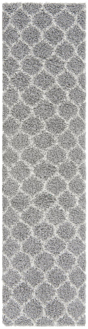 Gray 2' 7 x 10' Trellis Shag Runner Area Rug Thick Soft Touch Fluffy & Plush Shaggy Pile
