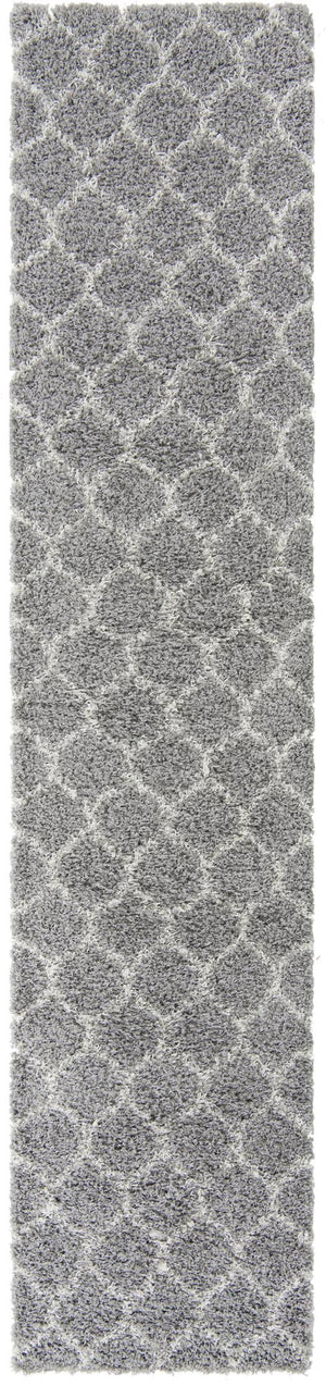 Gray 2' 7 x 12' Trellis Shag Runner Area Rug Thick Soft Touch Fluffy & Plush Shaggy Pile