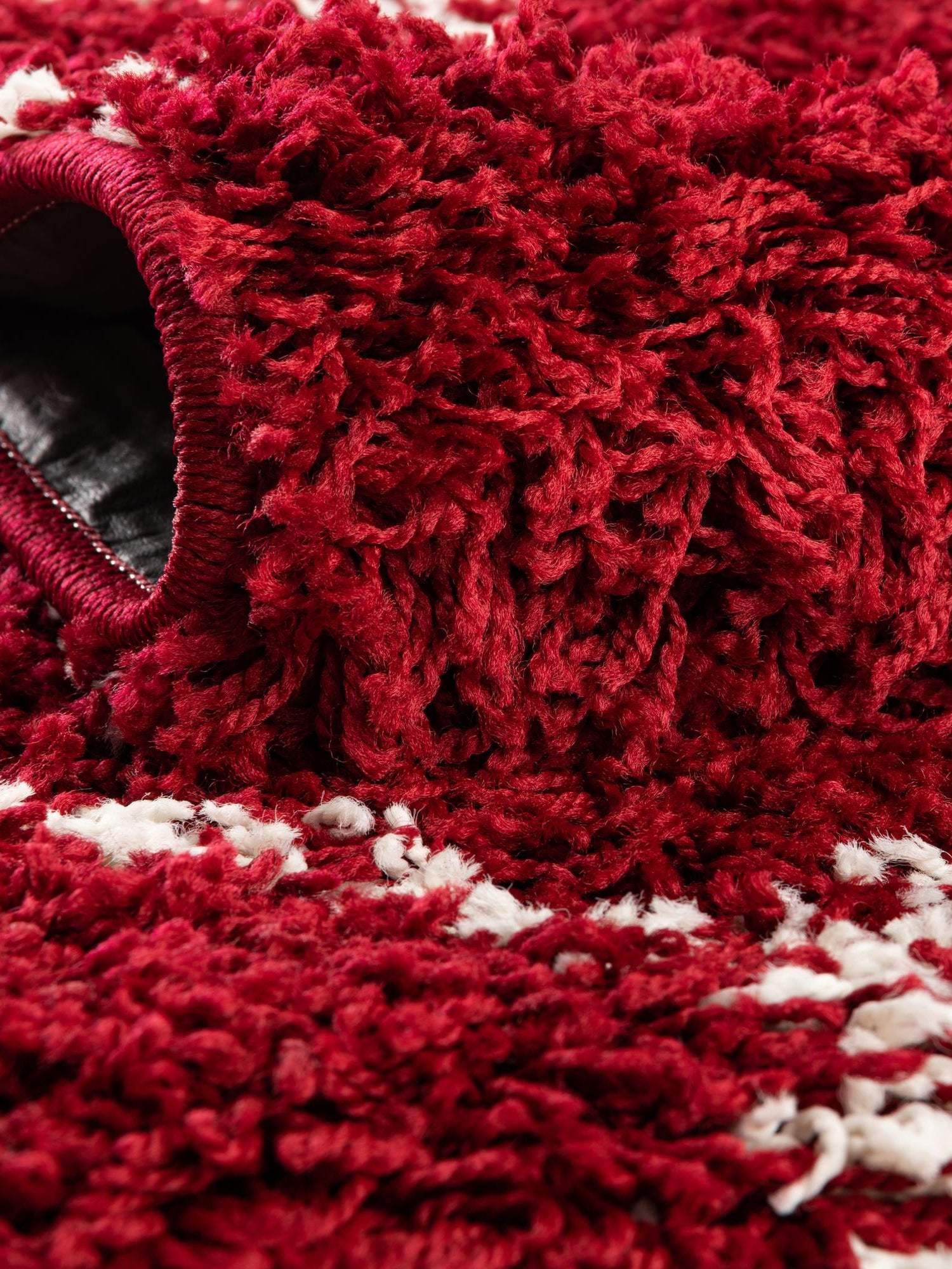 Burgundy Red 9' x 12' Trellis Shag Rectangle Area Rug Thick Soft Touch Fluffy & Plush Shaggy Pile Geometric Modern Unique Carpet for Home Interior Design for Sale at Rug Engine