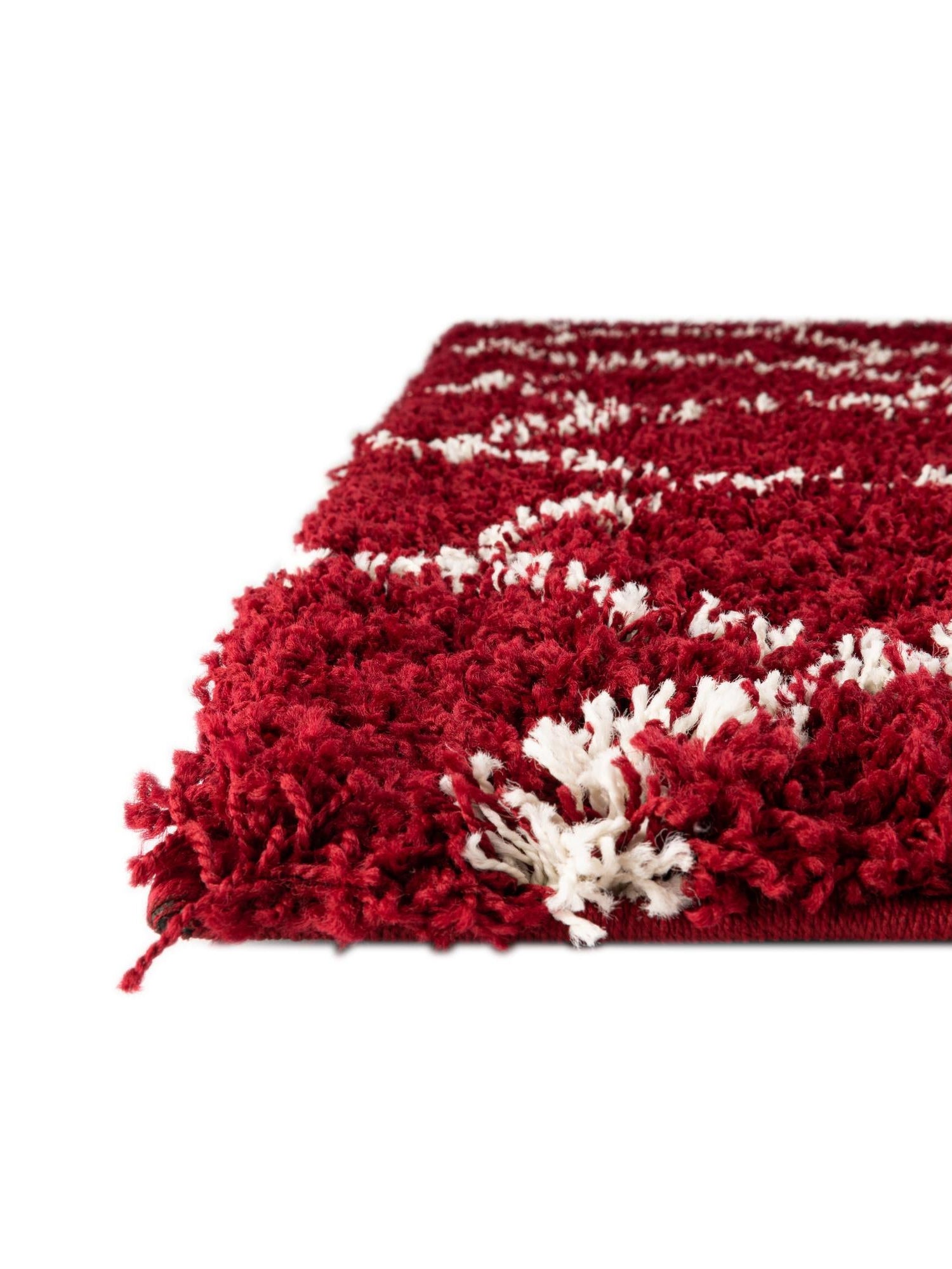Burgundy Red 5' 3 x 8' Trellis Shag Rectangle Area Rug Thick Soft Touch Fluffy & Plush Shaggy Pile Geometric Modern Unique Carpet for Home Interior Design for Sale at Rug Engine