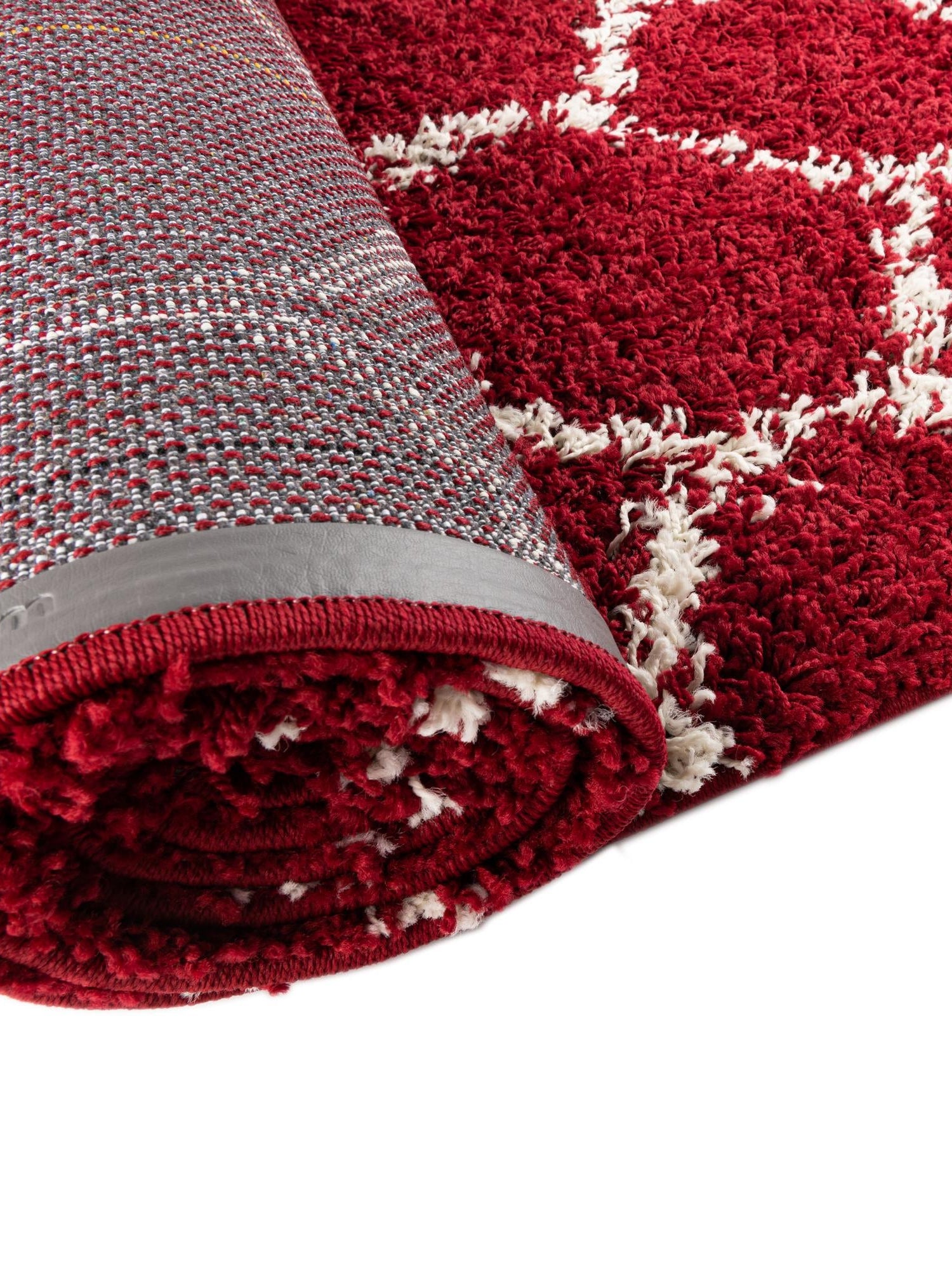 Burgundy Red 10' x 13' Trellis Shag Rectangle Area Rug Thick Soft Touch Fluffy & Plush Shaggy Pile Geometric Modern Unique Carpet for Home Interior Design for Sale at Rug Engine