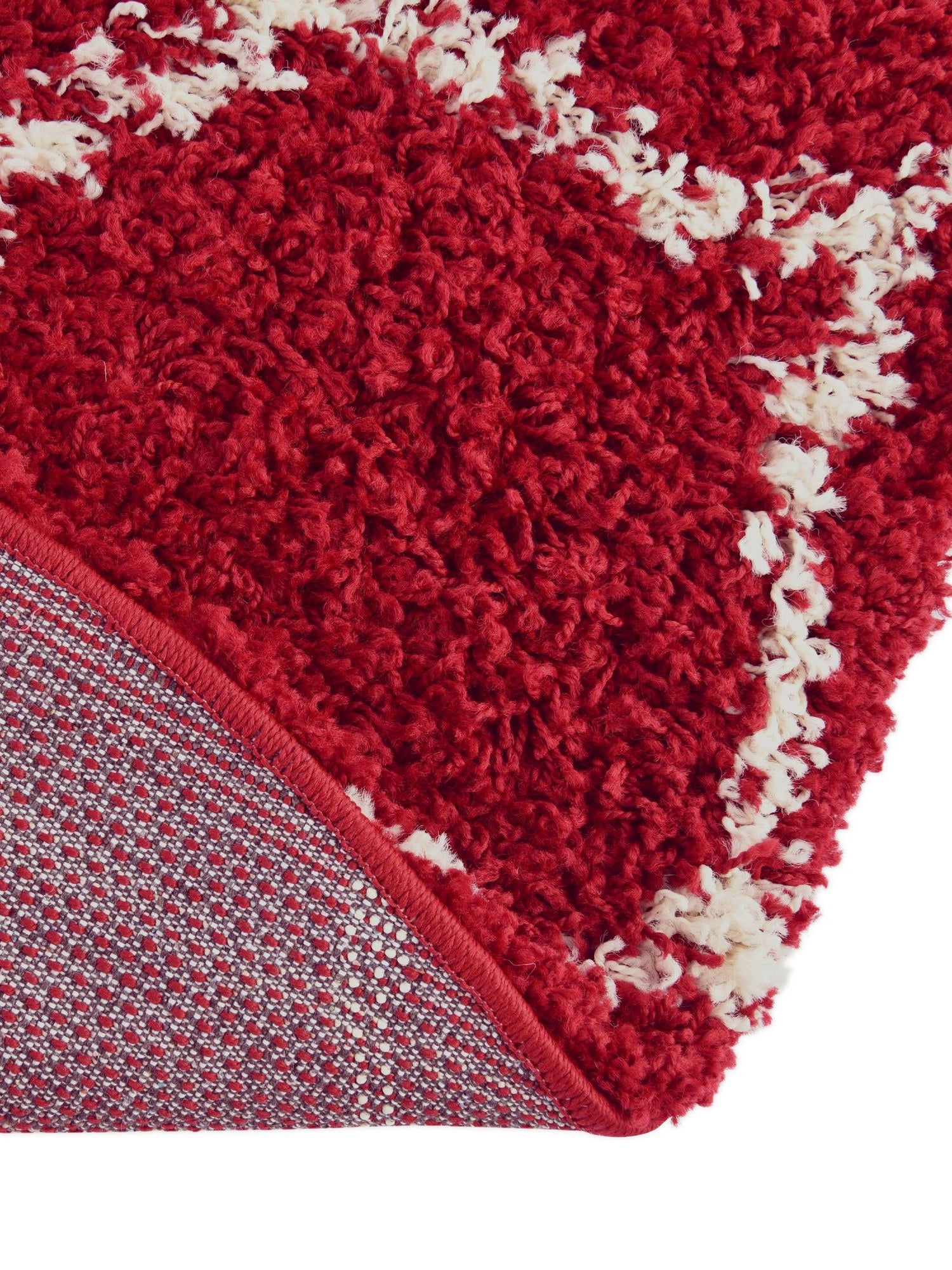 Burgundy Red 5' 3 x 5' 3 Trellis Shag Round Area Rug Thick Soft Touch Fluffy & Plush Shaggy Pile Geometric Modern Unique Carpet for Home Interior Design for Sale at Rug Engine